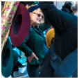 dancing hat seller